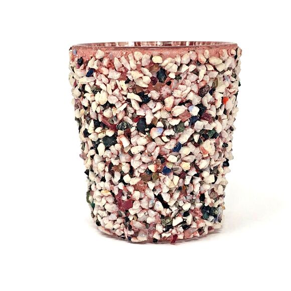 Gravel Art Salt & Pepper Shaker 60s Souvenir Red Lids + Bonus Toothpick Holder - Picture 6 of 12